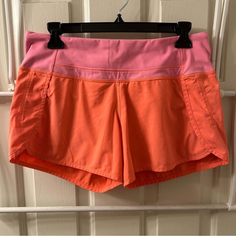 Lululemon Run Speed Short 4” Low Rise Size 6 Very Light Flare Coral